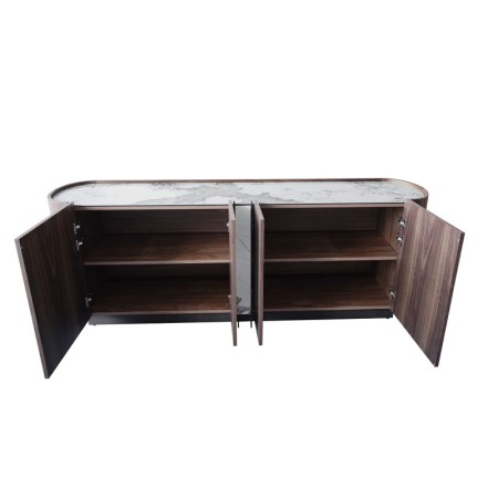 Buffet  EVA bois plateau ceramique 4 portes ouvertes