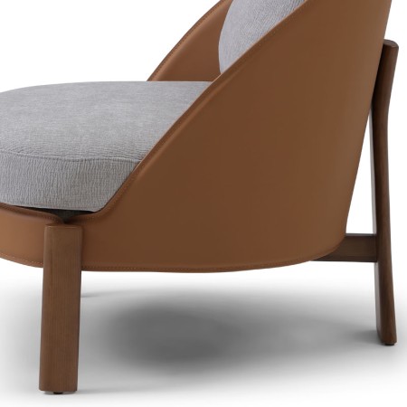 fauteuil COCOON coque pvc tissu gris zoom structure