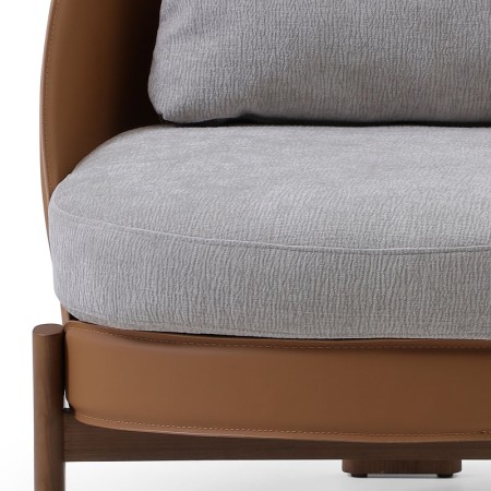 fauteuil COCOON coque pvc tissu gris zoom