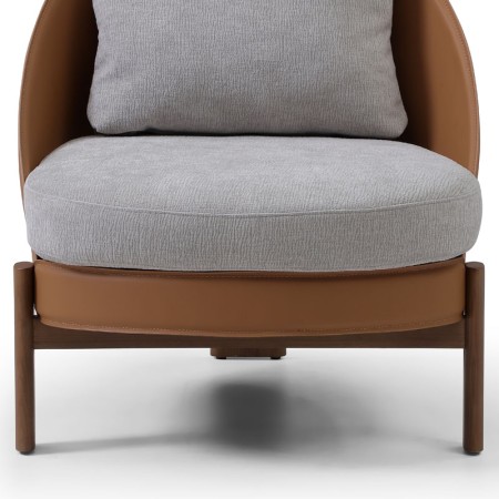fauteuil COCOON coque pvc tissu gris zoom vue face