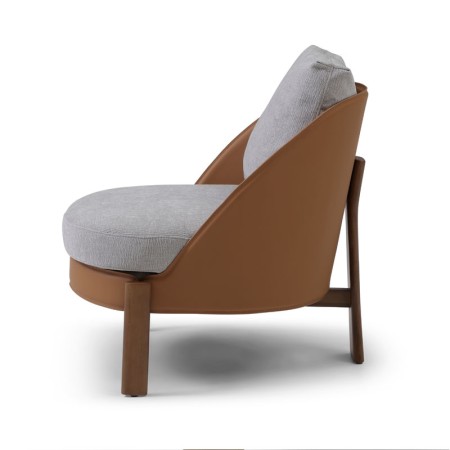 fauteuil COCOON coque pvc tissu gris vue cote