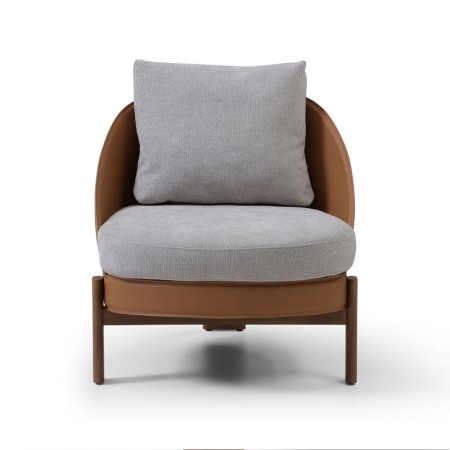 fauteuil COCOON coque pvc tissu gris vue face