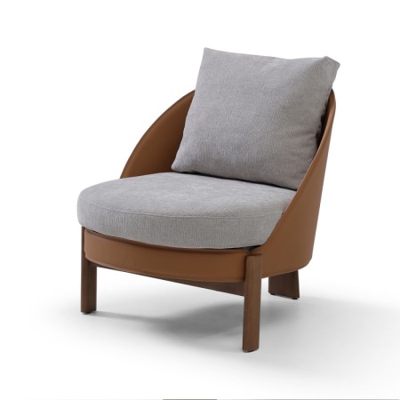 fauteuil COCOON coque pvc tissu gris vue 3 4