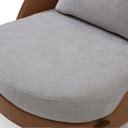 fauteuil COCOON coque pvc tissu gris detail assise