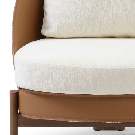 fauteuil COCOON coque pvc tissu blanc zoom structure