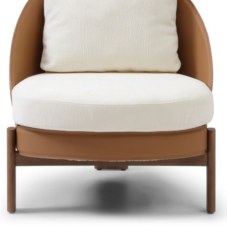 fauteuil COCOON coque pvc tissu blanc zoom vue face
