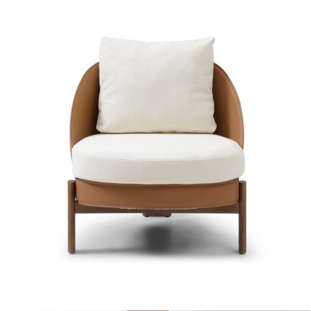 fauteuil COCOON coque pvc tissu blanc vue face