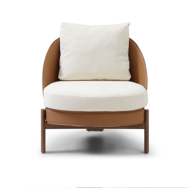 fauteuil COCOON coque pvc tissu blanc vue face