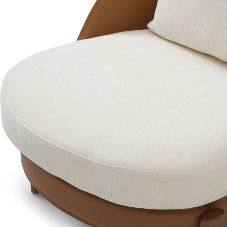 fauteuil COCOON coque pvc tissu blanc detail assise