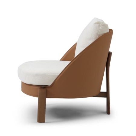 fauteuil COCOON coque pvc tissu blanc vue cote