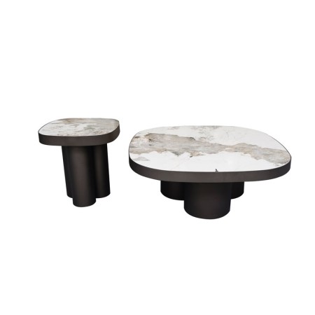 Table Basse coin canape BAHIA pied bronze ceramique pandora