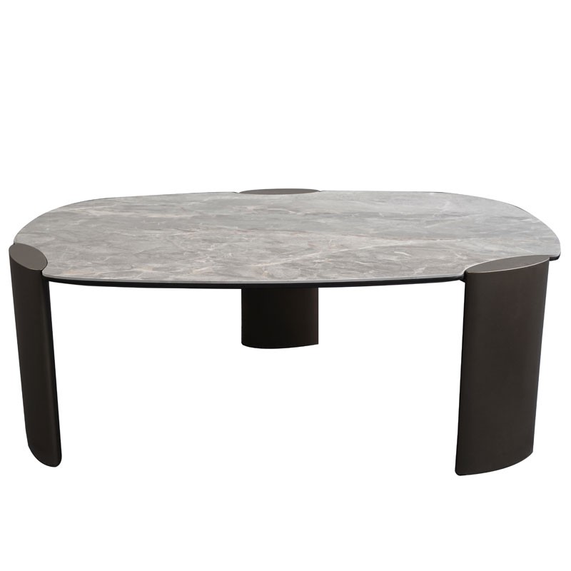 table basses ajactio gm pied bronze plateau ceramique silver stone vue face