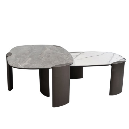 gamme table basses ajactio pied bronze plateau ceramique