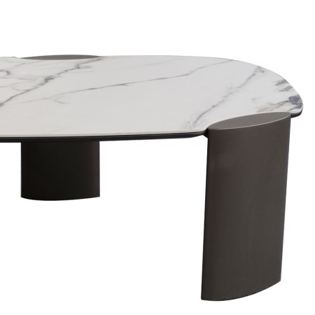 table basses ajactio pm pied bronze zoom plateau ceramique golden stone