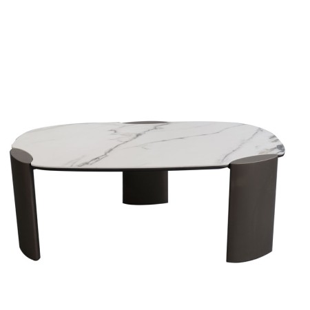 table basses ajactio pm pied bronze plateau ceramique golden stone
