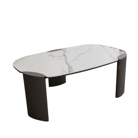 table basses ajactio pm pied bronze plateau ceramique golden stone vue 3/4