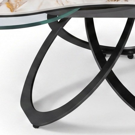 Table basse TREFLE pivotante detail ceramique patagonia zoom pied