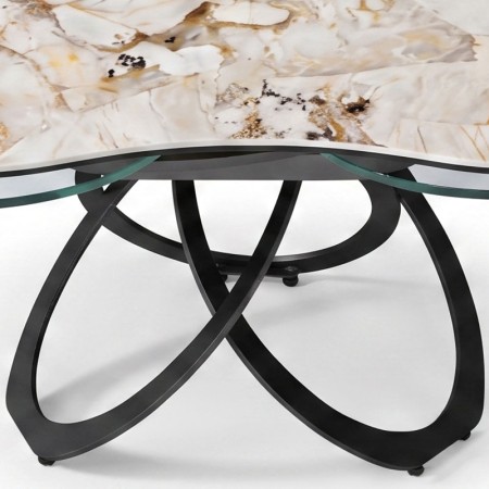 Table basse TREFLE pivotante detail ceramique patagonia detail pied