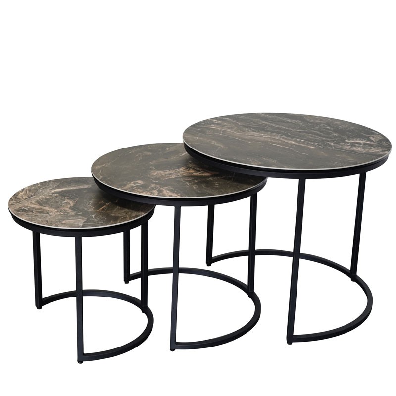 Tables gigognes TRIO Vulcano set de 3 tables