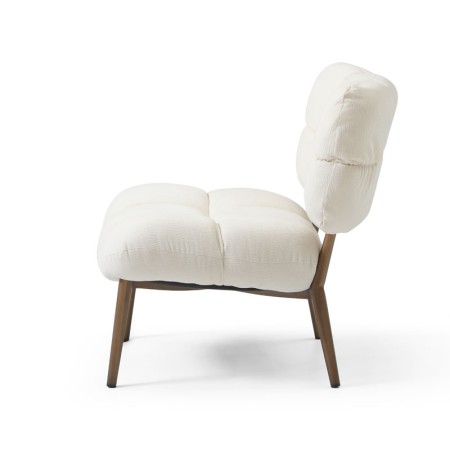 fauteuil nuage tissu blanc bois CHESTER profil