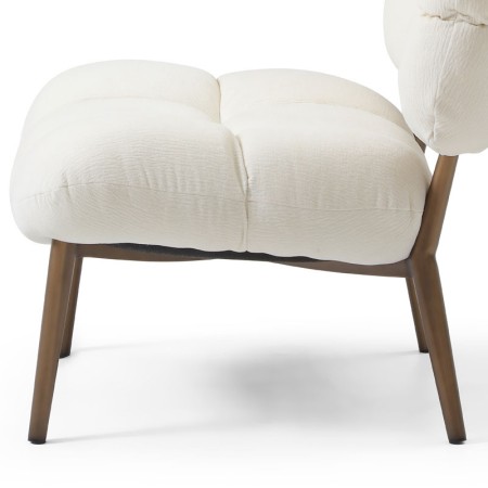 fauteuil nuage tissu blanc bois CHESTER zoom profil