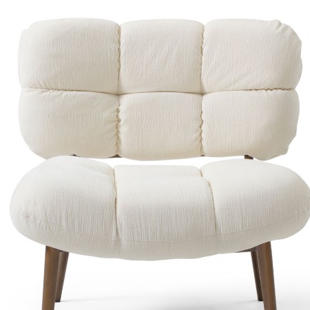 fauteuil nuage tissu blanc bois CHESTER zoom vue face