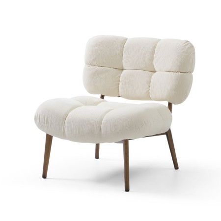 fauteuil nuage tissu blanc bois CHESTER vue 3 4