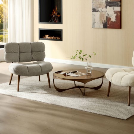 fauteuil nuage tissu gris bois CHESTER vue salon