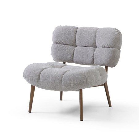 fauteuil nuage tissu gris bois CHESTER vue 3/4