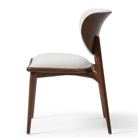 chaise repas vintage LAURA bois tissu blanc profil