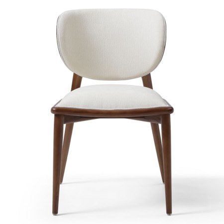 chaise repas vintage LAURA bois tissu blanc