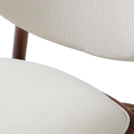 chaise repas vintage LAURA bois tissu blanc zoom detail assise