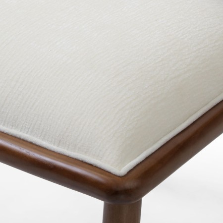 chaise repas vintage LAURA bois tissu blanc zoom pied