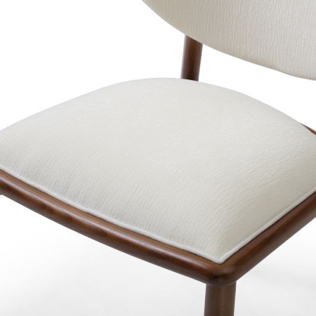 chaise repas vintage LAURA bois tissu blanc detail assise