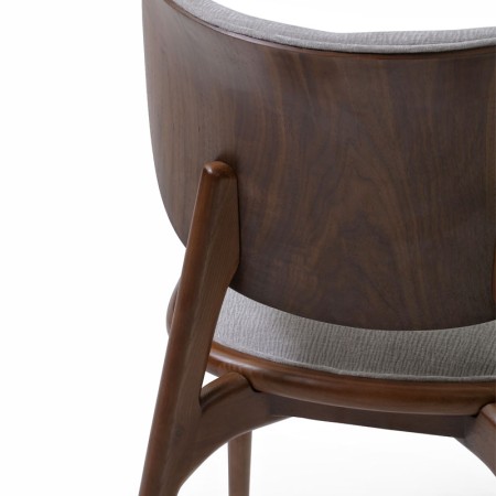 chaise repas vintage LAURA bois tissu gris detail dos