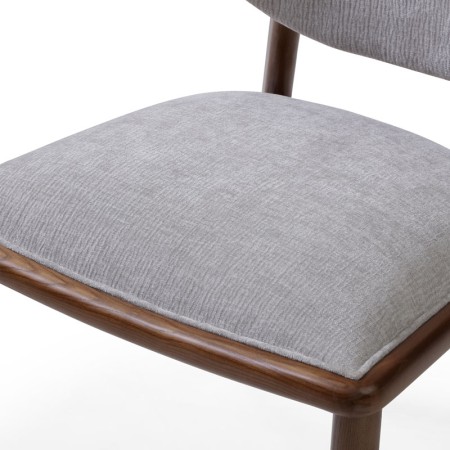 chaise repas vintage LAURA bois tissu gris detail assise