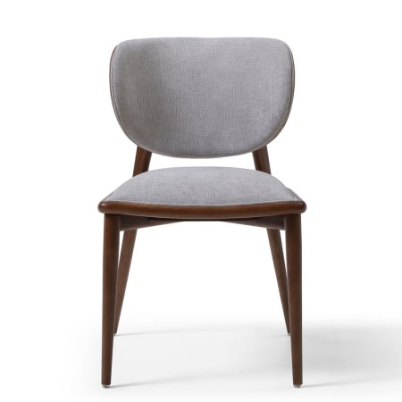 chaise repas vintage LAURA bois tissu gris
