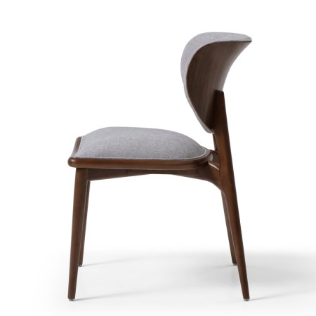 chaise repas vintage LAURA bois tissu gris profil