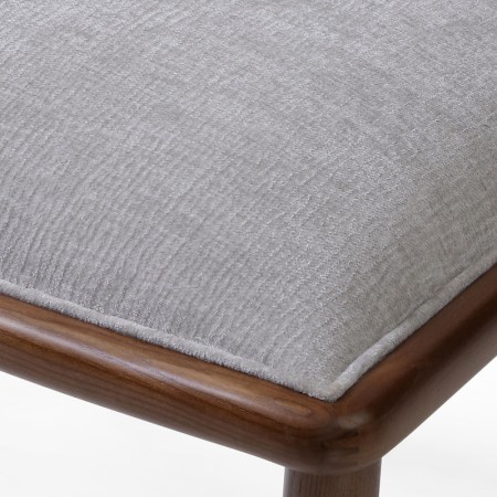 chaise repas vintage LAURA bois tissu gris zoom pied