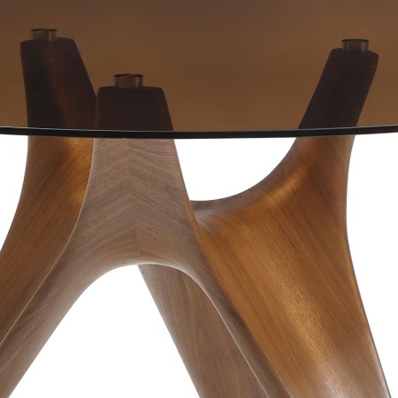 table repas pied bois verre sepia laura