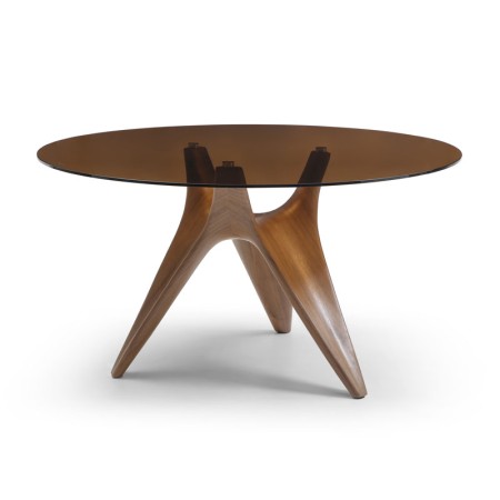 table repas bois verre sepia laura 3/4
