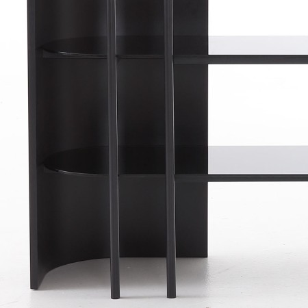 étagère galerie noire zoom pied metal etagere verre