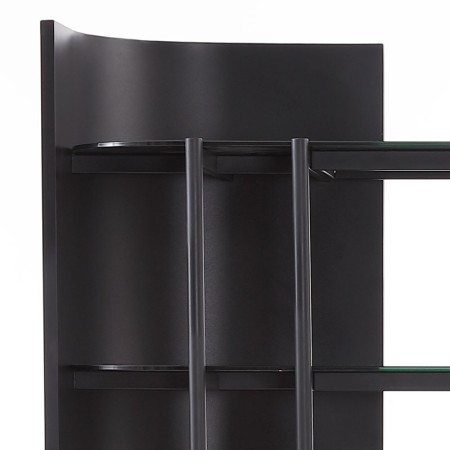 étagère galerie noire detail angle bois