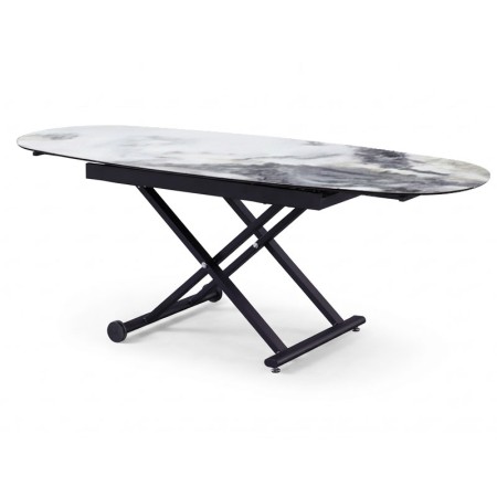 table relevable pop up ceramique cold jade ouverte vue 3/4