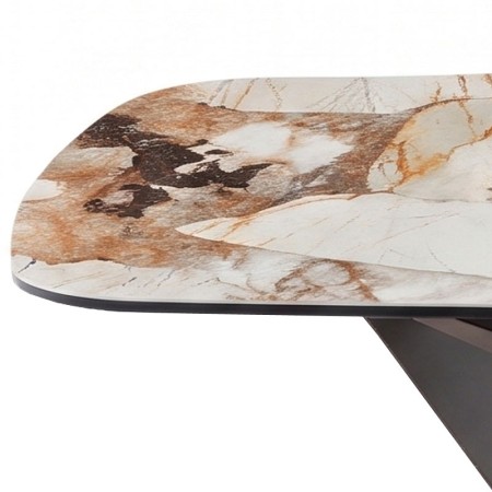 table basse STELLA zoom pied metal ceramique patagonia bord arrondis