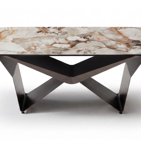 table basse STELLA pied metal zoom plateau ceramique patagonia