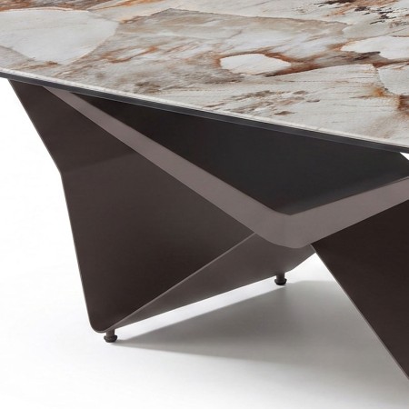 table basse STELLA pied metal zoom plateau ceramique patagonia