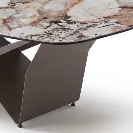 table basse STELLA zoom pliage pied metal ceramique patagonia