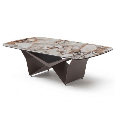 table basse STELLA pied metal ceramique patagonia vue 3 4