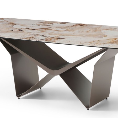table repas STELLA zoom pied metal ceramique patagonia